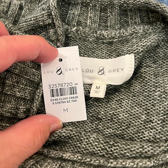 NWT LOFT Lou & Grey Grey W/Pink & Red Hearts Sweater - SIZE MEDIUM - Picture 7 of 8